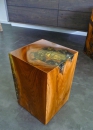 RQGE46-3 | Deco cuboid teak/resin, yellow, h: 46cm